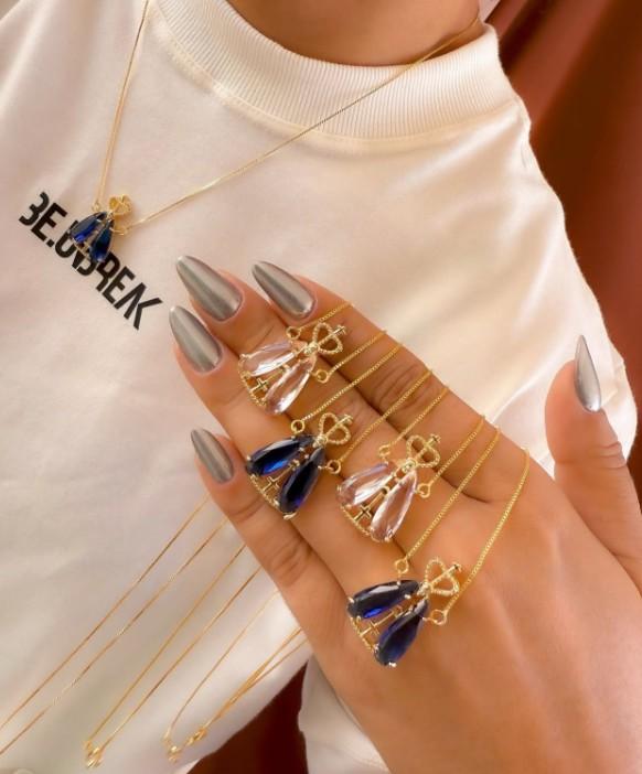 Colar Nossa Senhora Cristal e Azul